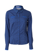 Blue women's shirt isolated on white background 