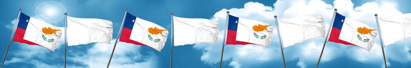 Samoa flag with Cyprus flag, 3D rendering
