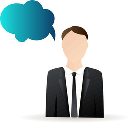 Businessman with speech bubble