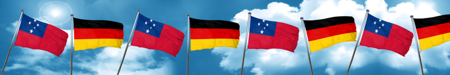 Samoa flag with Germany flag, 3D rendering