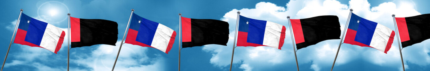 Samoa flag with France flag, 3D rendering
