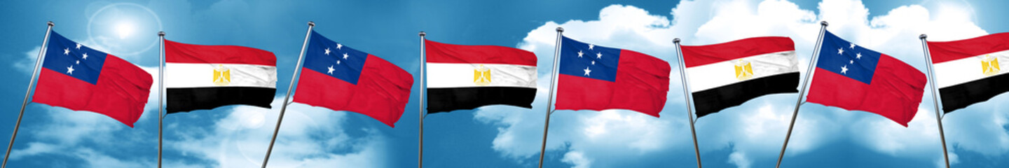 Samoa flag with egypt flag, 3D rendering