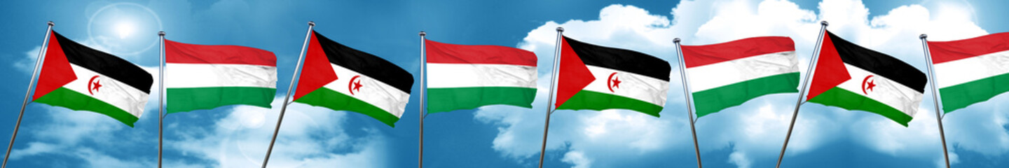 Western sahara flag with Hungary flag, 3D rendering