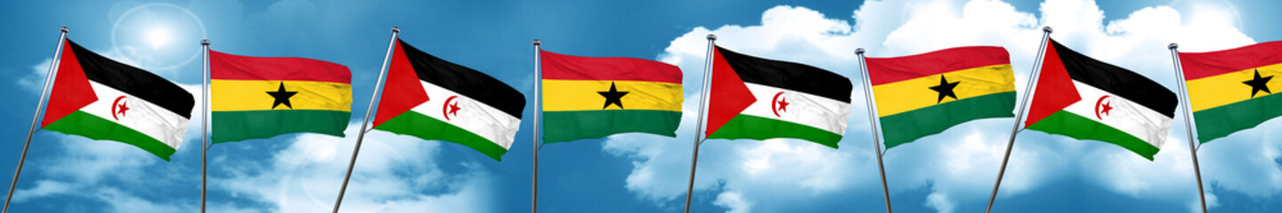 Western sahara flag with Ghana flag, 3D rendering