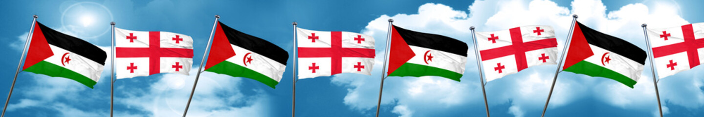 Western sahara flag with Georgia flag, 3D rendering