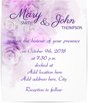 Wedding invitation with abstract roses