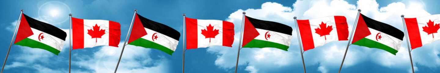 Western sahara flag with Canada flag, 3D rendering