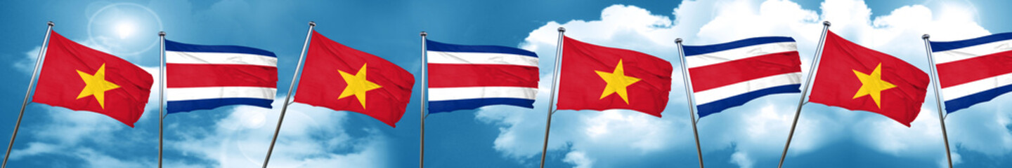 Fototapeta na wymiar Vietnam flag with Costa Rica flag, 3D rendering