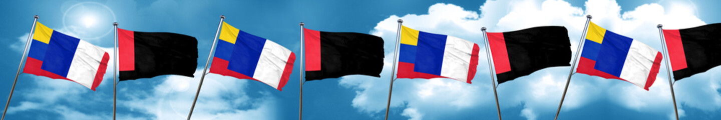 Venezuela flag with France flag, 3D rendering