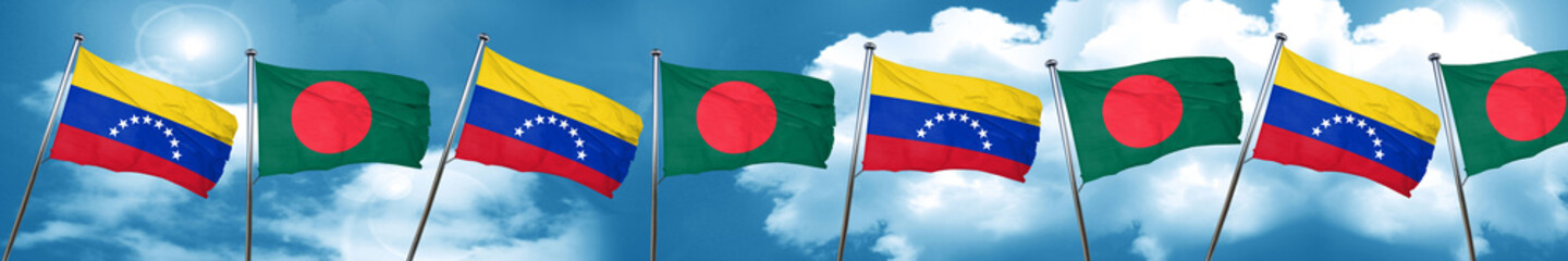 Venezuela flag with Bangladesh flag, 3D rendering