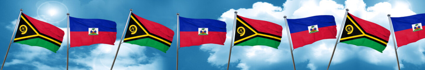 Vanatu flag with Haiti flag, 3D rendering