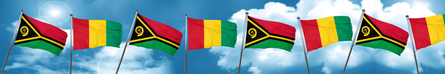 Vanatu flag with Guinea flag, 3D rendering