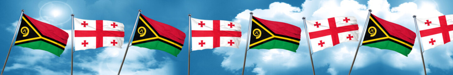 Vanatu flag with Georgia flag, 3D rendering