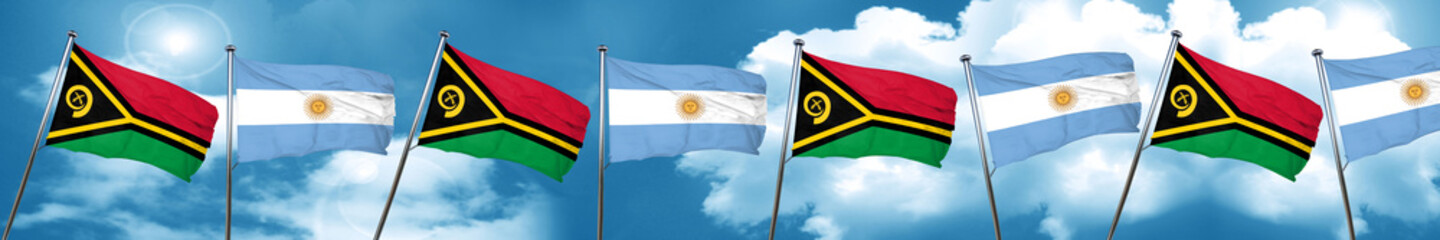 Vanatu flag with Argentine flag, 3D rendering
