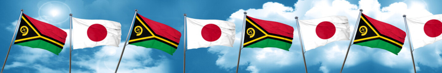 Vanatu flag with Japan flag, 3D rendering