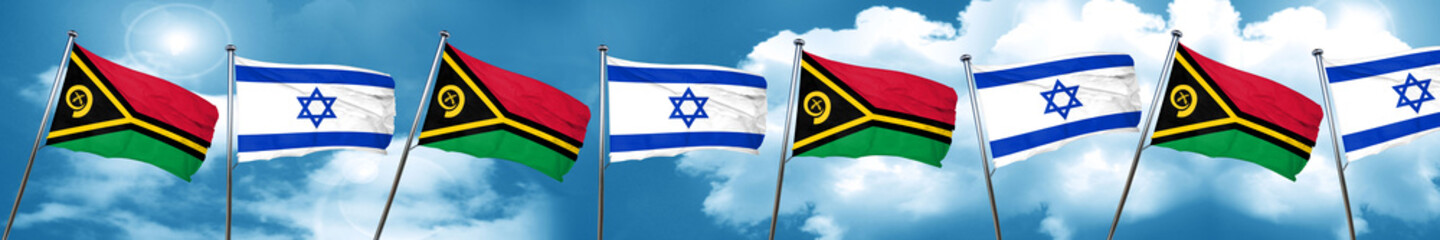 Vanatu flag with Israel flag, 3D rendering