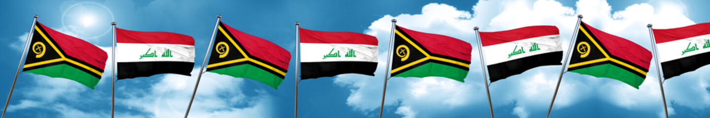 Vanatu flag with Iraq flag, 3D rendering