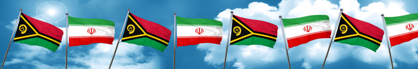 Vanatu flag with Iran flag, 3D rendering
