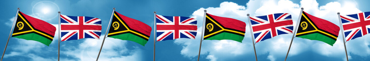 Vanatu flag with Great Britain flag, 3D rendering