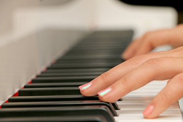 Close-up piano, white and black keyboard