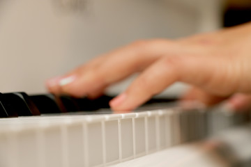Close-up piano, white and black keyboard