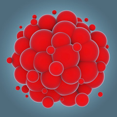 Abstract cluster of colorful spheres. 3D rendering