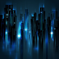 Night city skyline , vector illustration