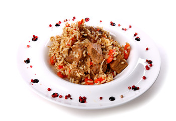 Pilaf in a plate