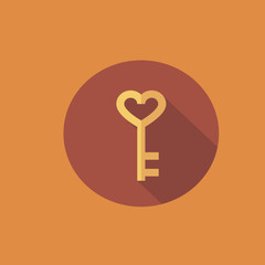 Love key icon. flat design