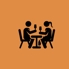 couple sitting and drinking icon. flat design