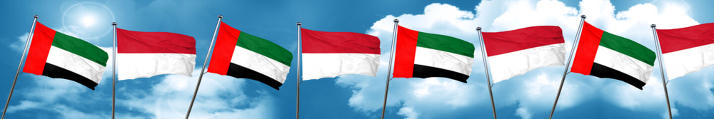 uae flag with Indonesia flag, 3D rendering