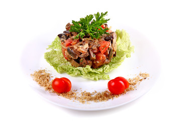 Salad of mushrooms and tomatoes