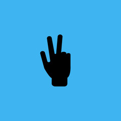 Hand gesture peace sign icon. flat design