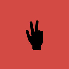 Hand gesture peace sign icon. flat design