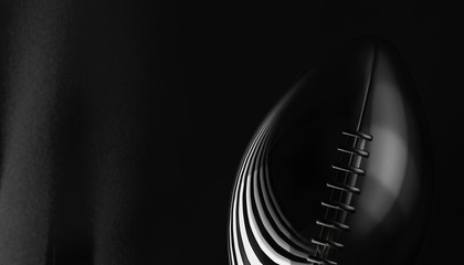 American football silver ball on background, 3d rendering
