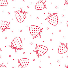 Seamless ornament with strawberries in a linear fashion