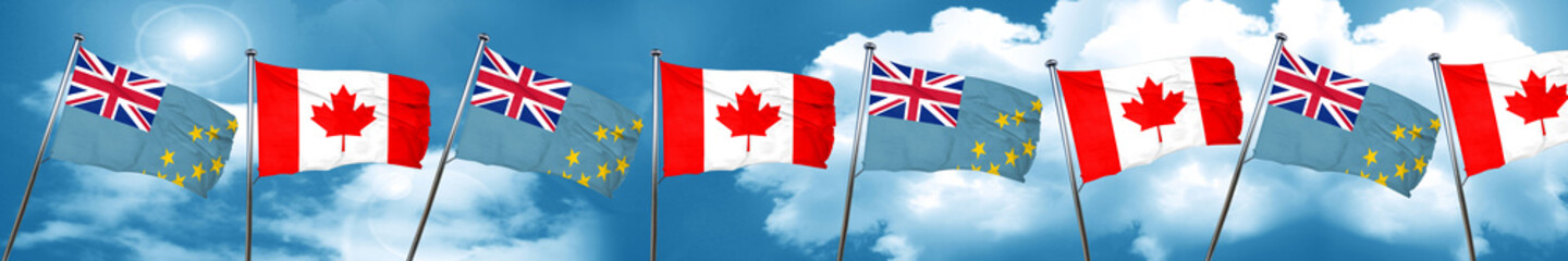 Fototapeta premium Tuvalu flag with Canada flag, 3D rendering