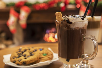 Cookies and milk cocktail on the table