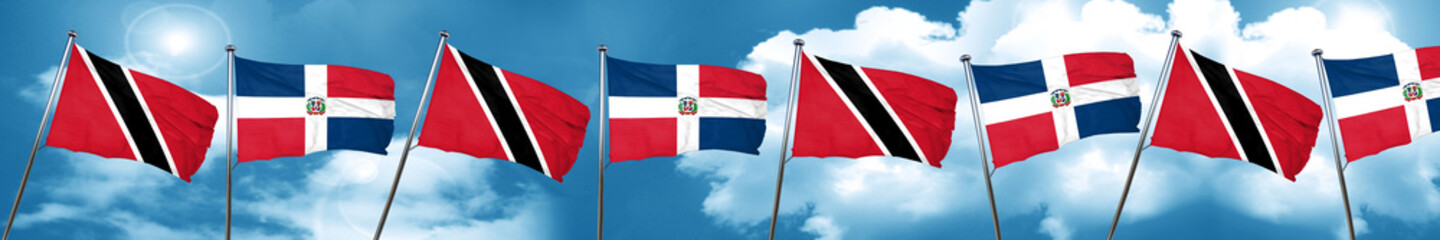 Trinidad and tobago flag with Dominican Republic flag, 3D render