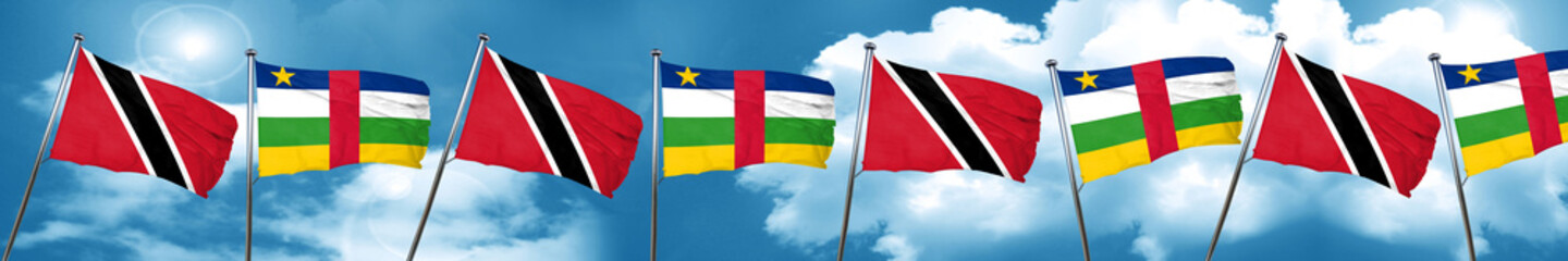 Fototapeta na wymiar Trinidad and tobago flag with Central African Republic flag, 3D 