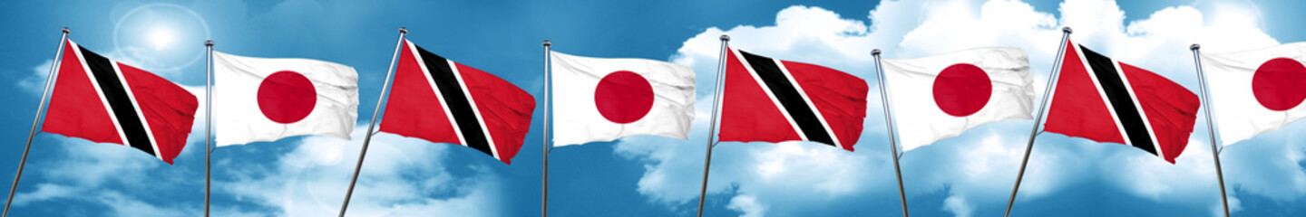 Fototapeta na wymiar Trinidad and tobago flag with Japan flag, 3D rendering