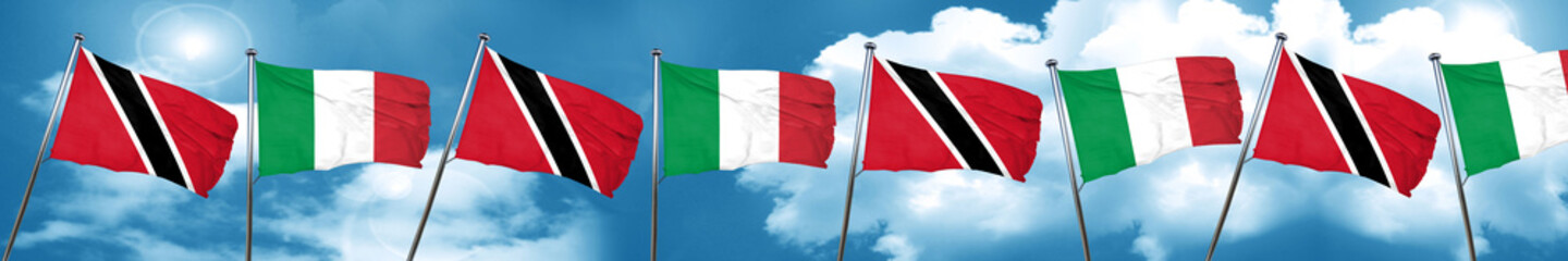 Trinidad and tobago flag with Italy flag, 3D rendering