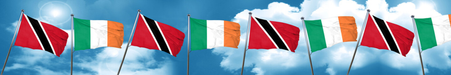 Trinidad and tobago flag with Ireland flag, 3D rendering