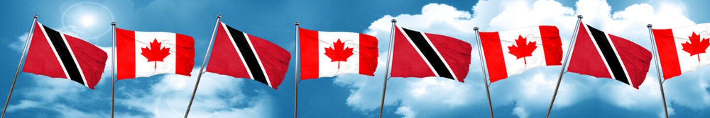 Trinidad and tobago flag with Canada flag, 3D rendering