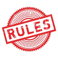 Rules stamp. Grunge design with dust scratches. Effects can be easily removed for a clean, crisp look. Color is easily changed.