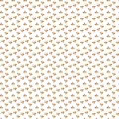 Small mushrooms champignon on white background. Seamless watercolor pattern