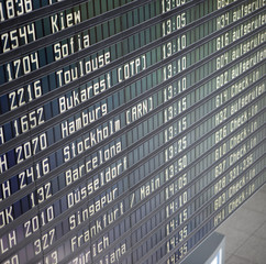 Departure Board showing several flights incl. part of the flight numbers