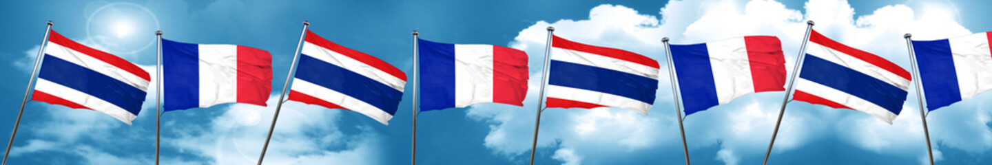 Thailand flag with France flag, 3D rendering