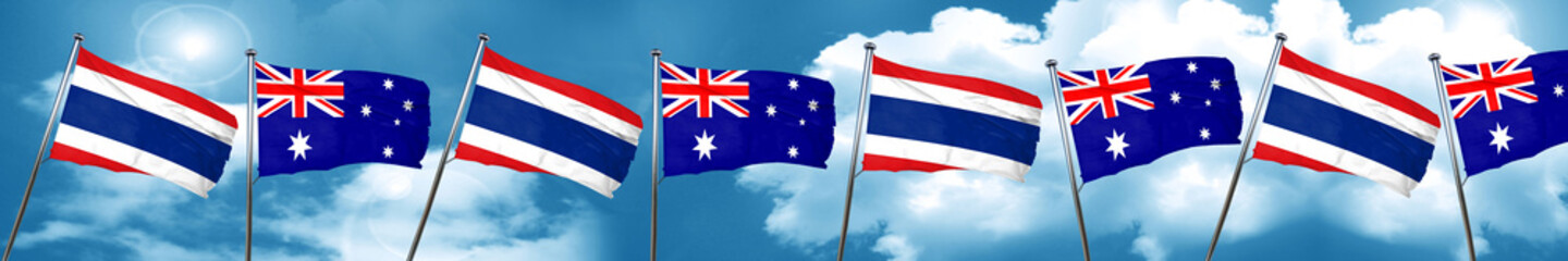Thailand flag with Australia flag, 3D rendering