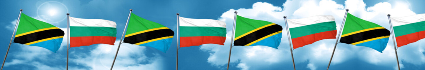 Tanzanian flag with Bulgaria flag, 3D rendering